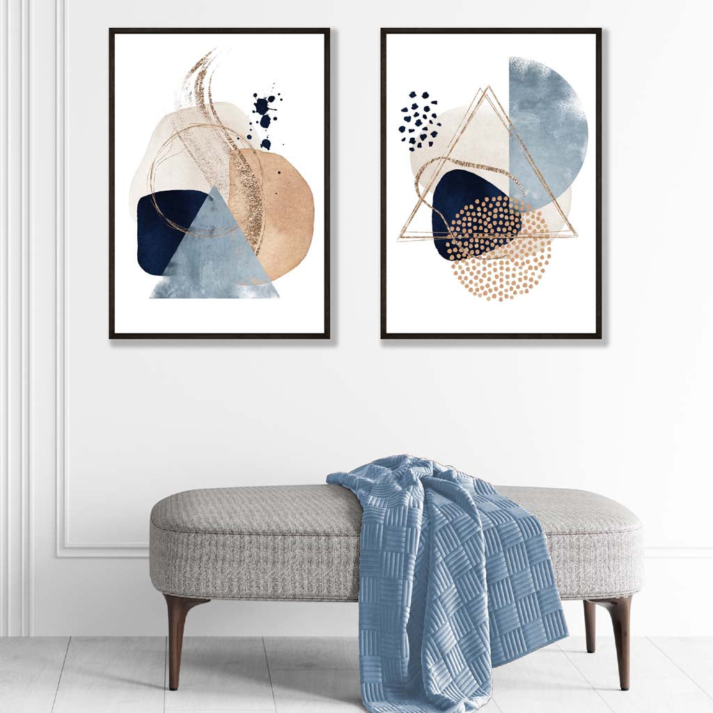 Kunstdrucke im 2er-Set mit Aquarellformen für kreative Wohnräume 1