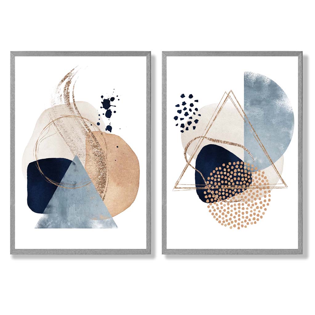 Kunstdrucke im 2er-Set mit Aquarellformen für kreative Wohnräume 5