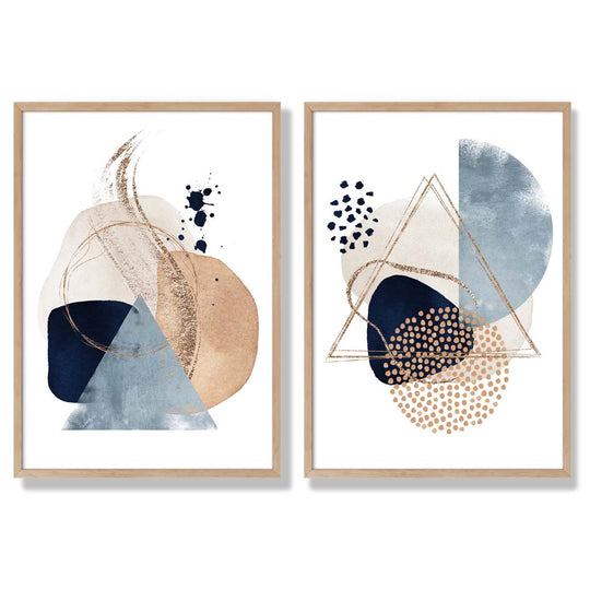 Kunstdrucke im 2er-Set mit Aquarellformen für kreative Wohnräume 6