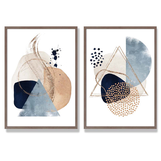 Kunstdrucke im 2er-Set mit Aquarellformen für kreative Wohnräume 7