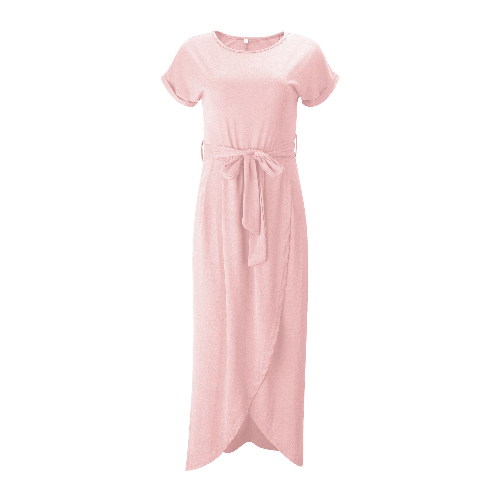 Kurzärmeliges Maxikleid Mit Rundhalsausschnitt