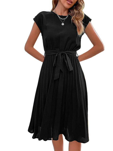 Kurzärmeliges Plissee-Minikleid für Damen 0