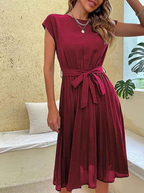 Kurzärmeliges Plissee-Minikleid für Damen 6