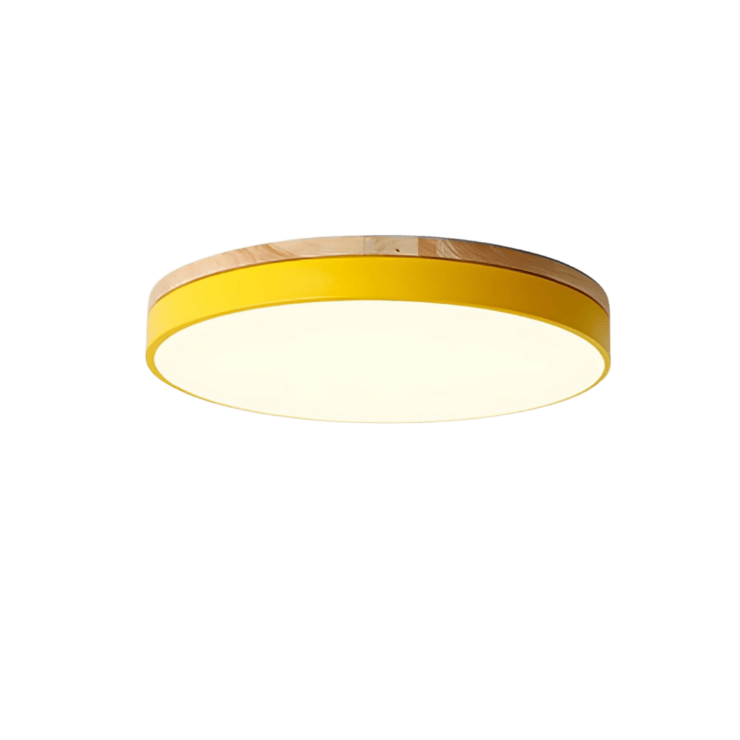 LED-Deckenleuchte mit natürlicher Holzmaserung und grünem Akzent 9
