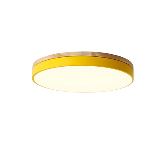 LED-Deckenleuchte mit natürlicher Holzmaserung und grünem Akzent 9
