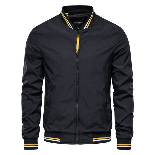 Variant image for Herren Jacke Schwarz Bomberjacke Stilvoll Polyester Strapazierfähig-1