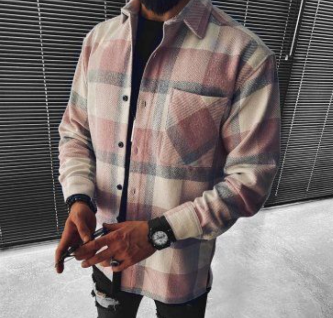 Variant image for Herrenhemd Karriert Atmungsaktive Baumwolle Sommer Hemd Langarm-8