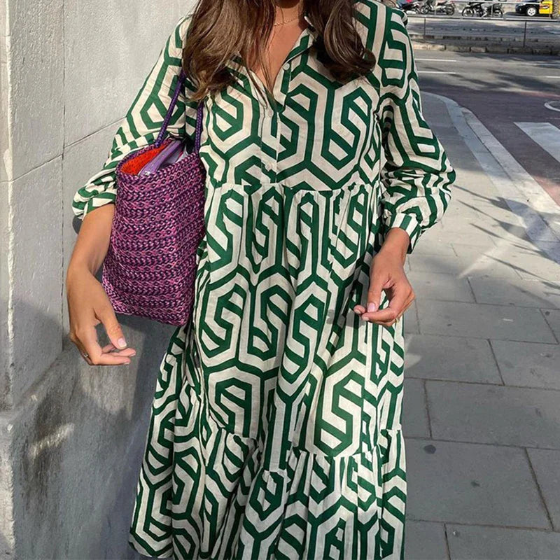 Langärmeliges Kleid für Damen mit geometrischem Muster 6