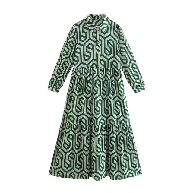 Langärmeliges Kleid für Damen mit geometrischem Muster 8