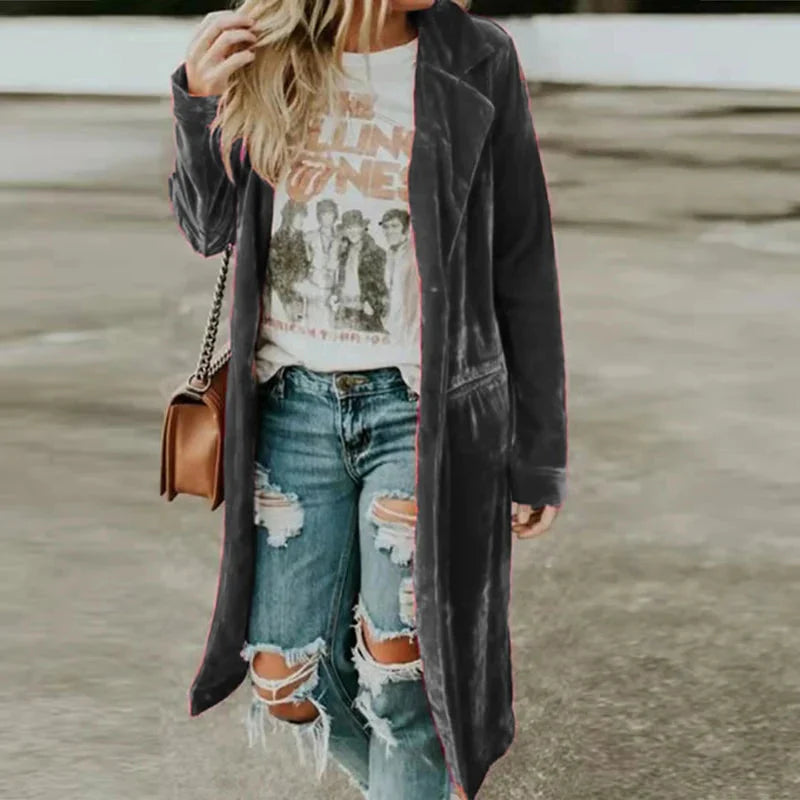 Lange Jacke Mit Samttaschen