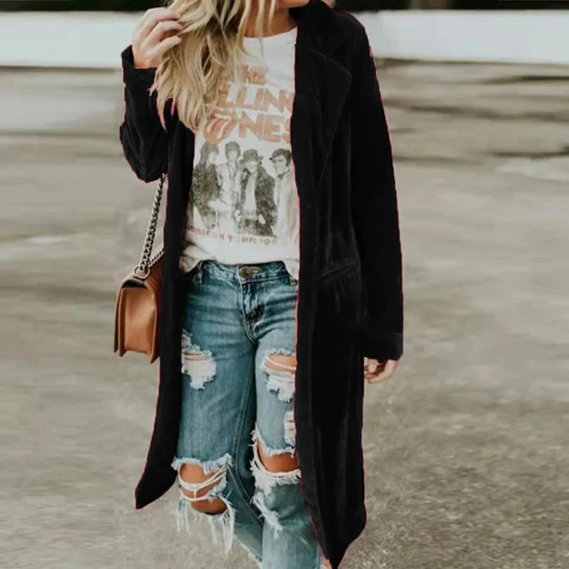 Lange Jacke Mit Samttaschen