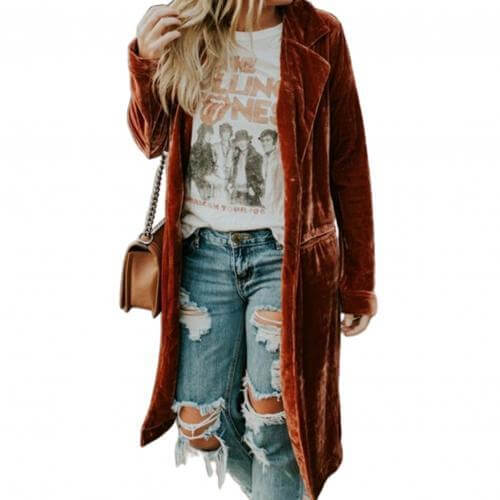 Lange Jacke Mit Samttaschen