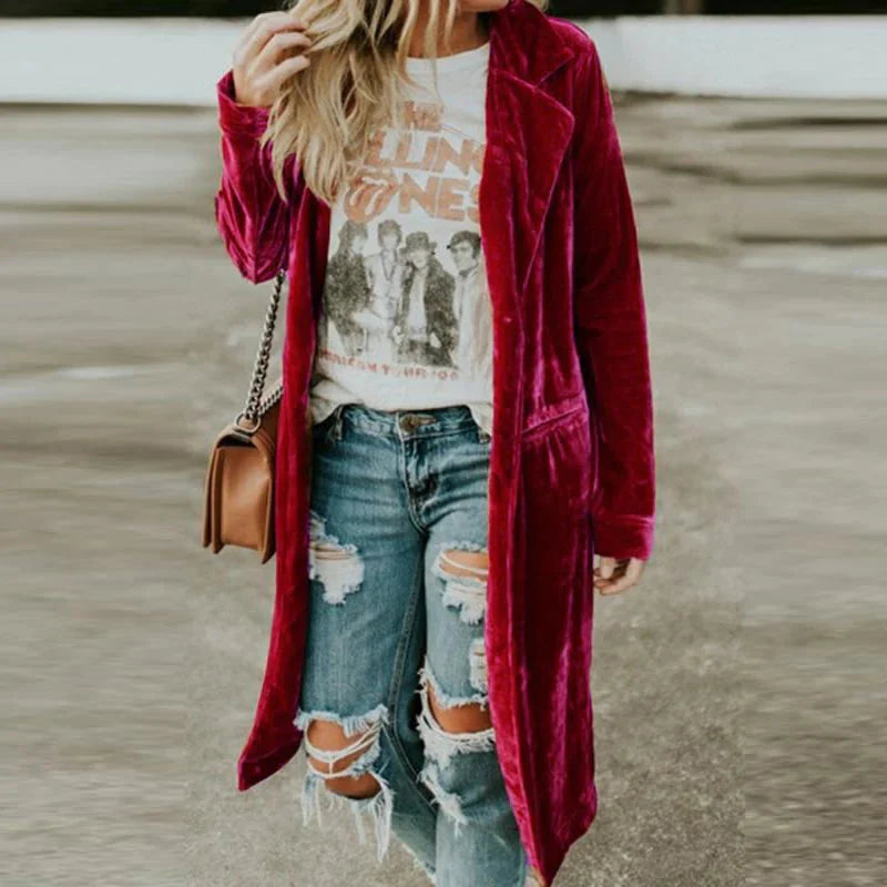 Lange Jacke Mit Samttaschen