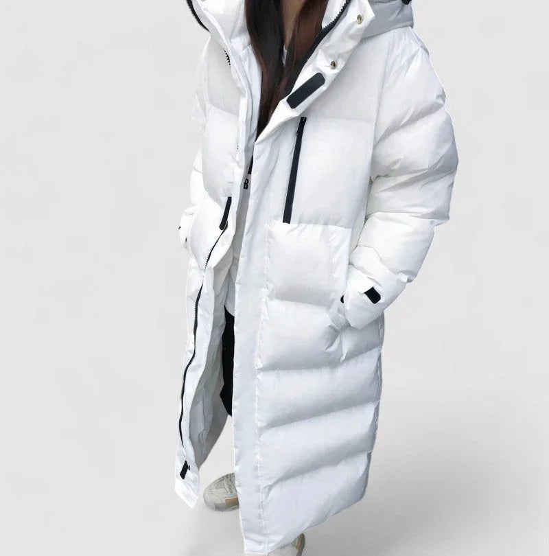 Langer Damen-Steppparka mit wasserdichter Optik 4