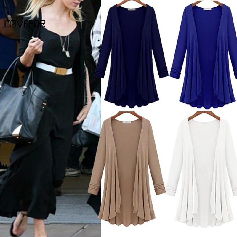 Lässige Langärmelige Strickjacke Mit Rüschen