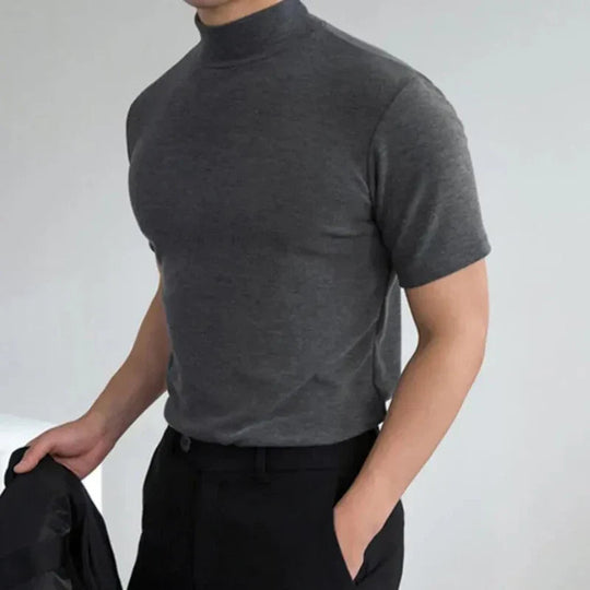 Lässiges Herren-T-Shirt mit hohem Kragen für den Alltag 2