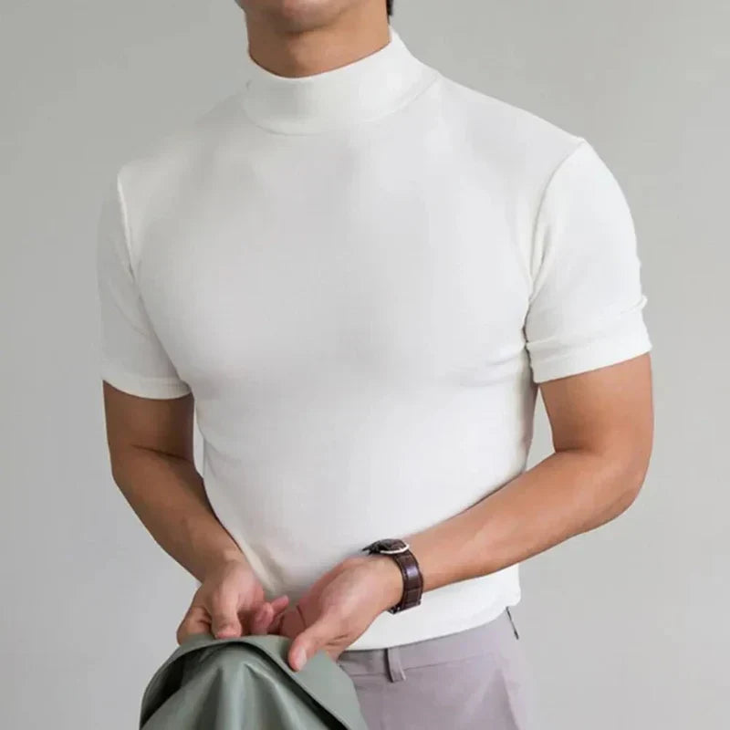 Lässiges Herren-T-Shirt mit hohem Kragen für den Alltag 3