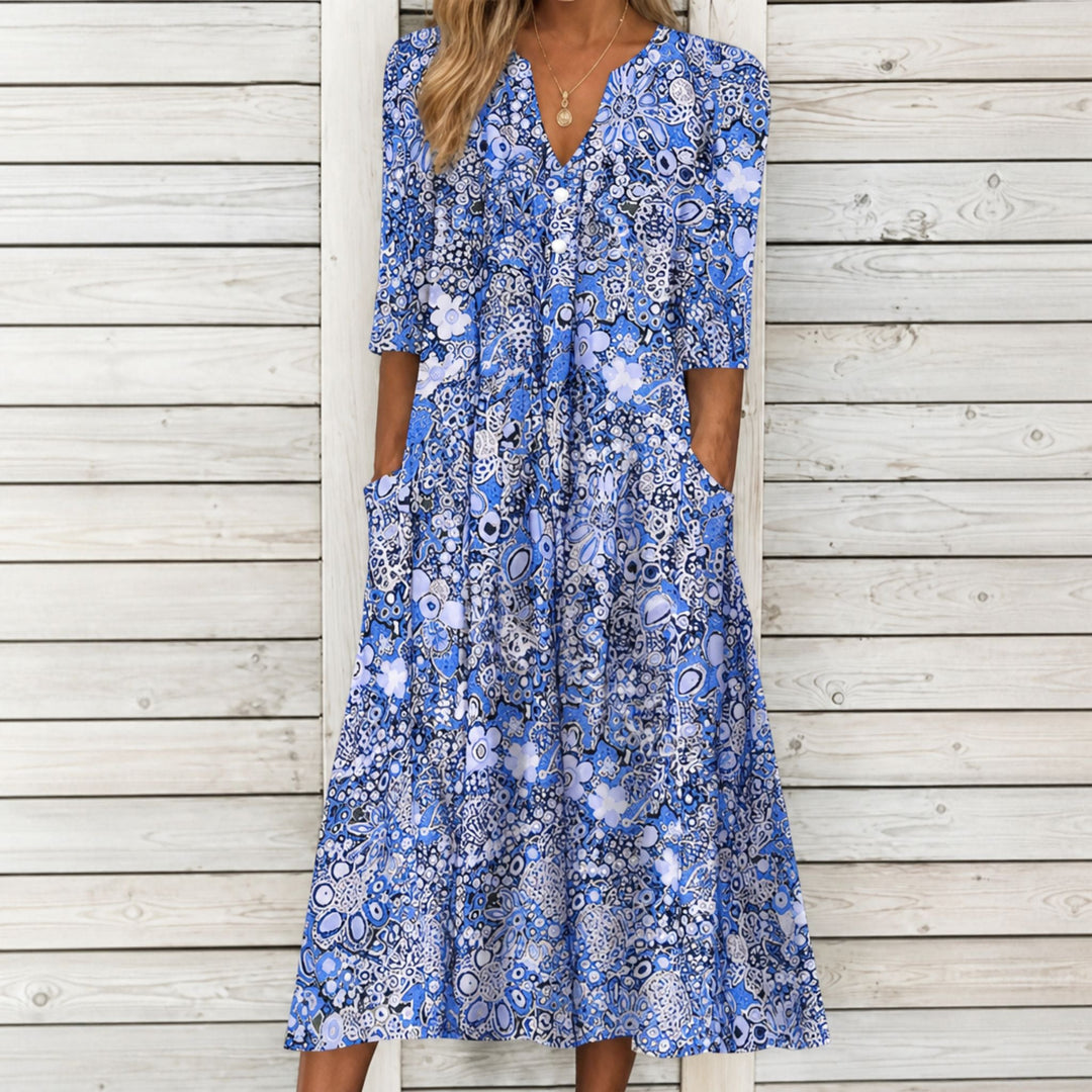 Leichtes Damenkleid mit Blumenmuster für Frühlings- und Sommeraktivitäten 1