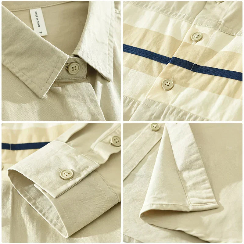 Herren Hemden Langarm Patchwork Baumwolle für Lässigen Stil 6