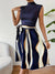 Variant image for Damen Patchwork Kleid Mit Gürtel Streifendruck Baumwollmischung-1