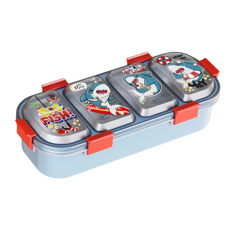 Lunchbox für Kinder mit Hai-Motiv und mehreren Fächern 0