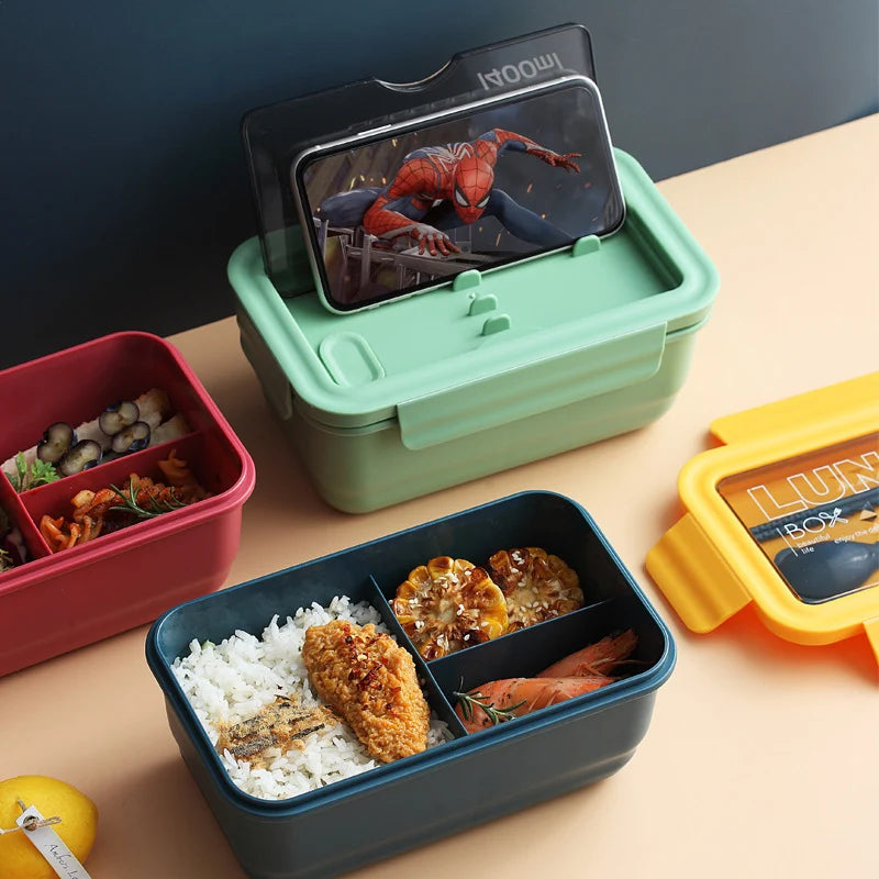 Lunchbox mit mehreren Fächern und Handyhalterung für Damen und Herren 0