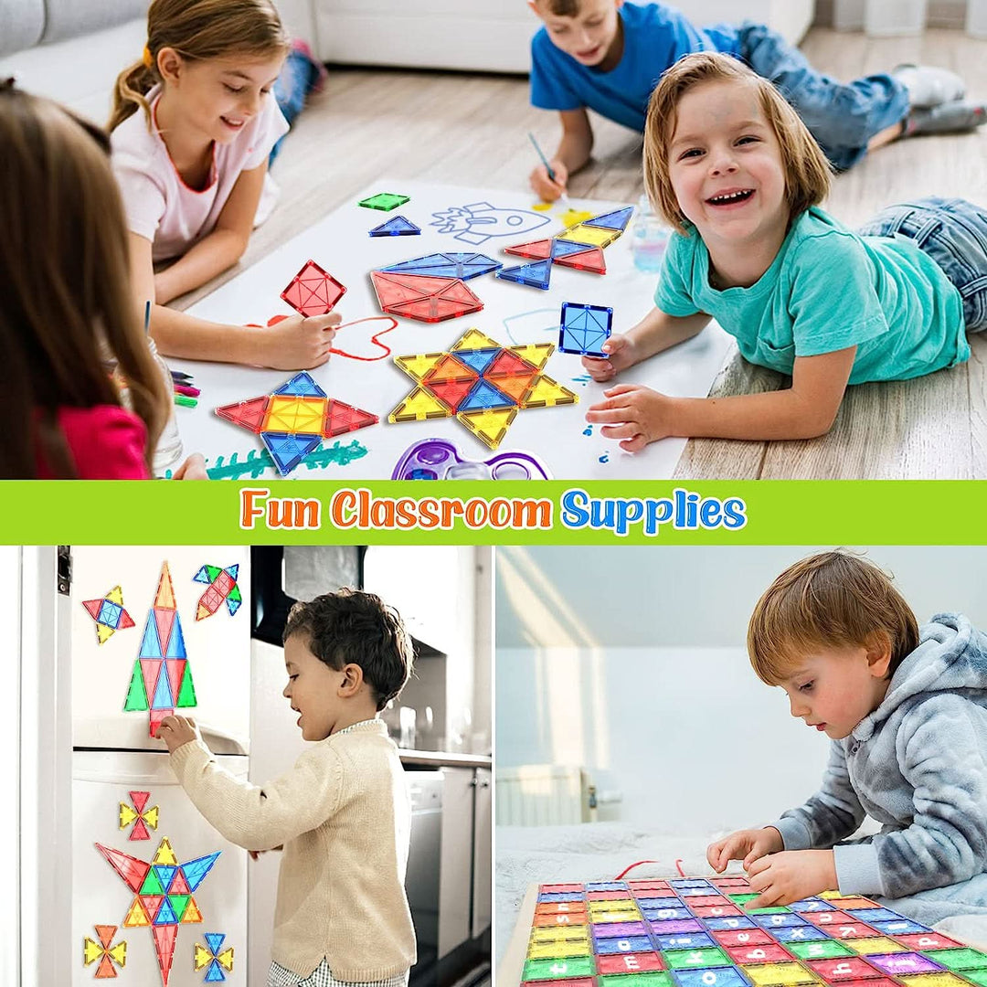 Magnetische Bausteine Montessori Set für Kinder - Kreatives Lernspielzeug mit 40 Magnetfliesen 3
