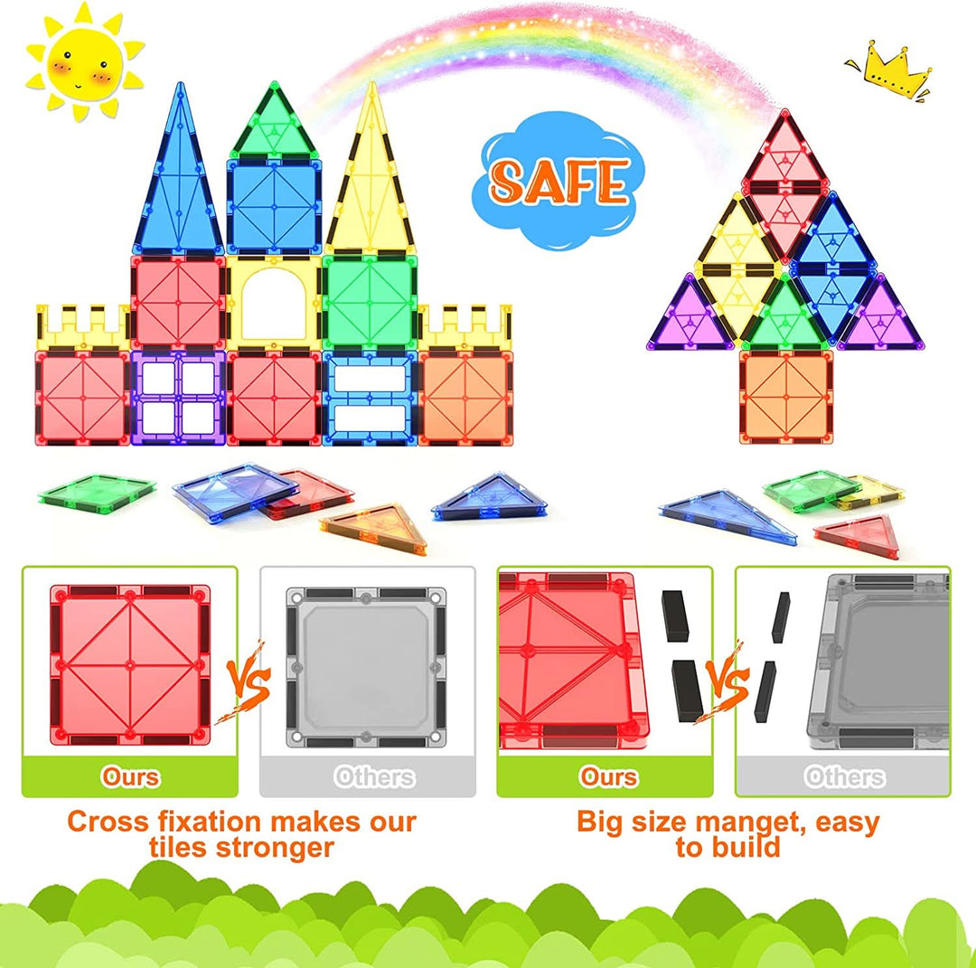 Magnetische Bausteine Montessori Set für Kinder - Kreatives Lernspielzeug mit 40 Magnetfliesen 4