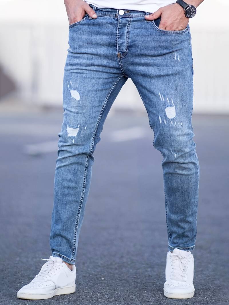 Variant image for Herren Jeans Zerrissene Denim Moderner Stil-15