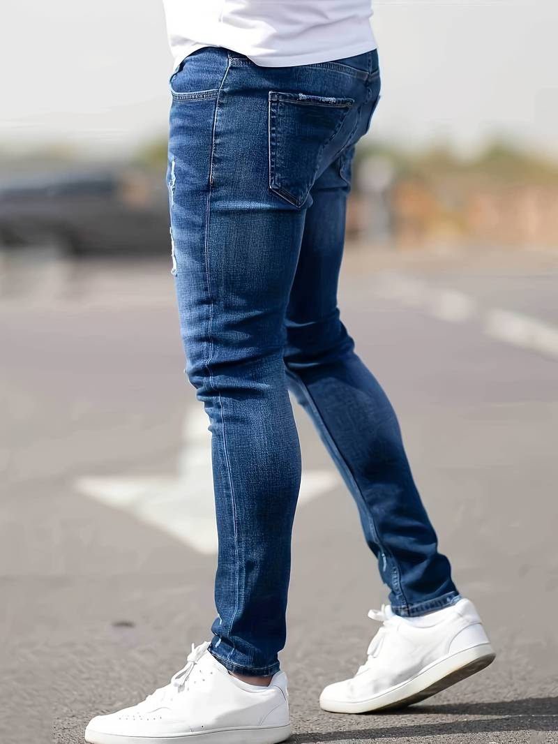 Herren Jeans Zerrissene Denim Moderner Stil-4