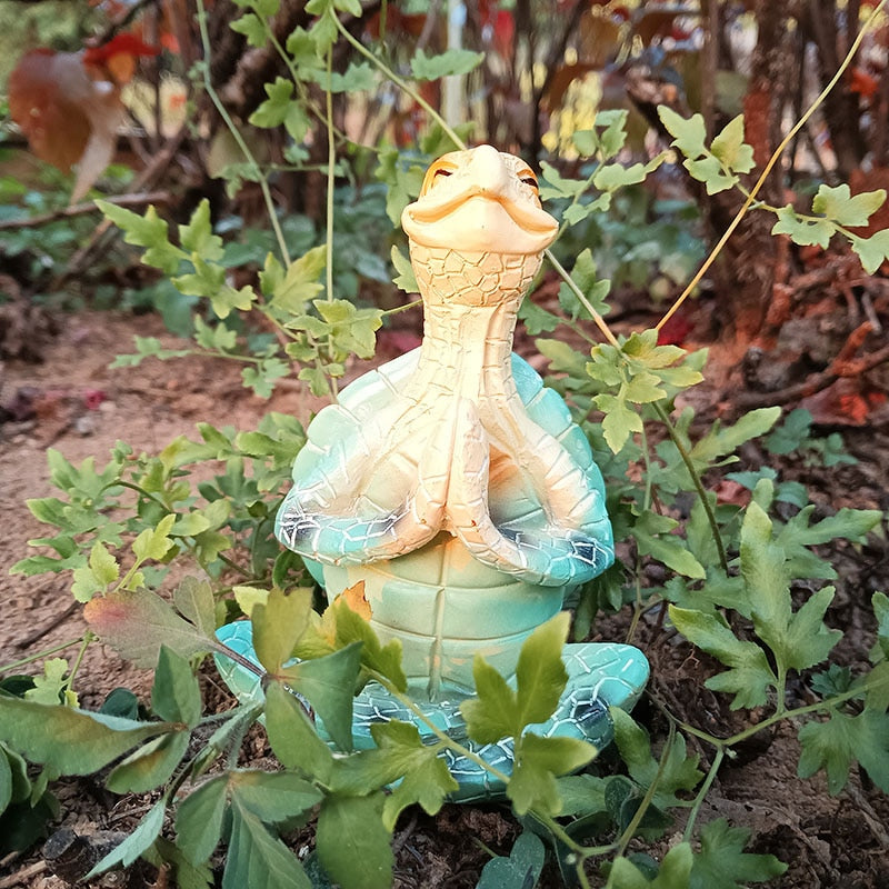 Meditierende Meeresschildkröte Gartenskulptur für Garten und Terrasse 2