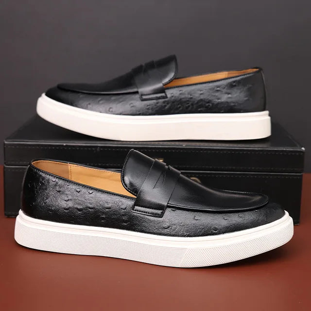 Herren Slipper Mönchsstil Schlangenleder Retro British Design 1