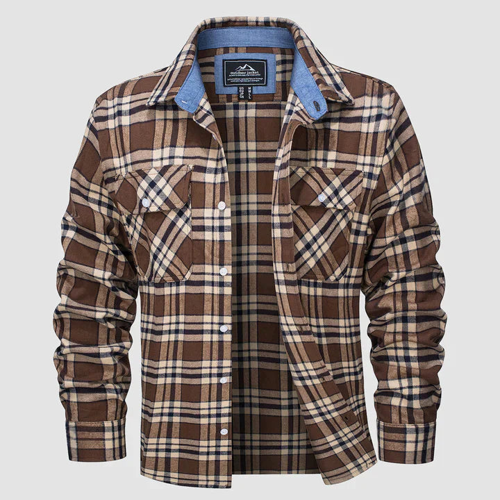 Herrenhemd Langarm Flanell Gefüttert Modern Baumwolle-2