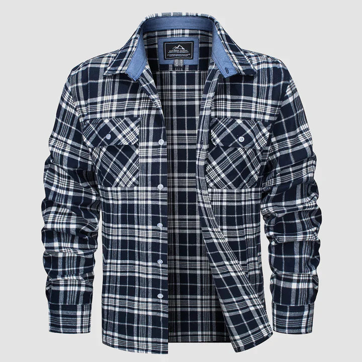 Herrenhemd Langarm Flanell Gefüttert Modern Baumwolle-5