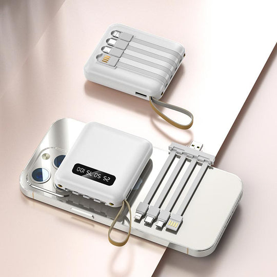 Mini Powerbank 20000mAh mit integrierten Kabeln für unterwegs 0