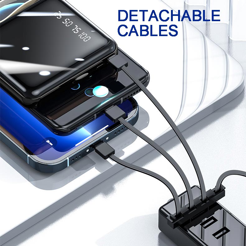 Mini Powerbank 20000mAh mit integrierten Kabeln für unterwegs 3