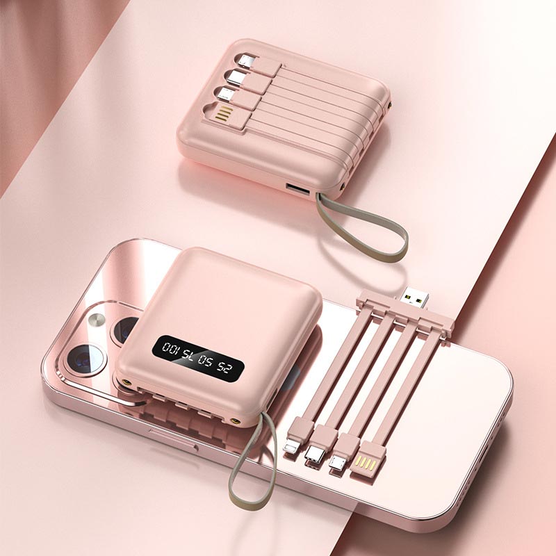Mini Powerbank 20000mAh mit integrierten Kabeln für unterwegs 9