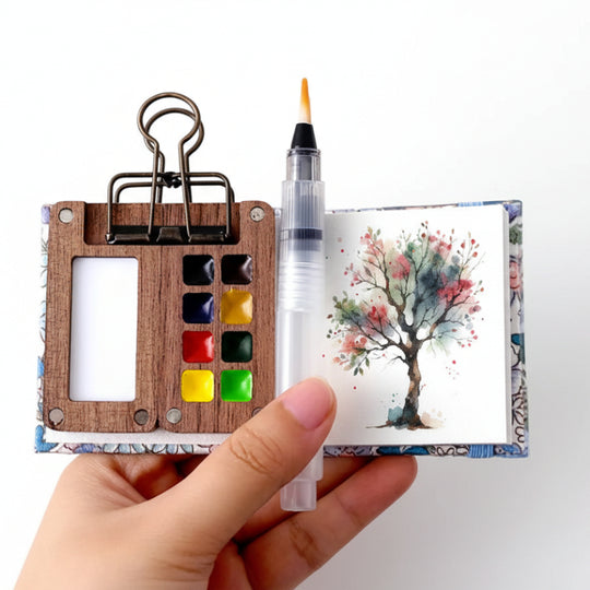 Mobiles Aquarell-Malkasten-Set mit 24 Farben und Pinsel für kreative Abenteuer 0