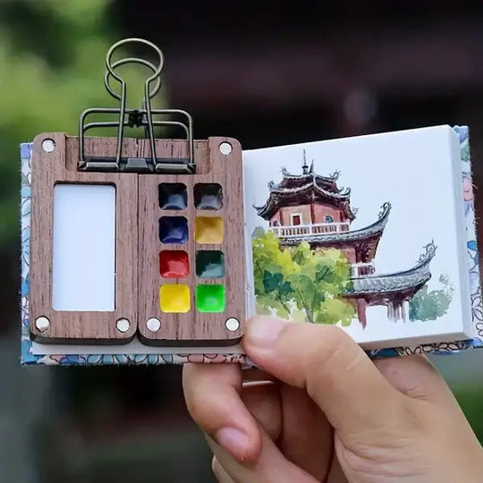 Mobiles Aquarell-Malkasten-Set mit 24 Farben und Pinsel für kreative Abenteuer 7