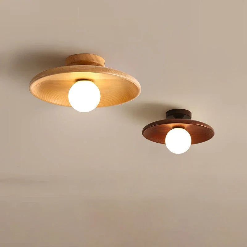Moderne Deckenlampe Holz Kugel Hängelampe für Wohnzimmer - Minimalistische LED Deckenleuchte 2
