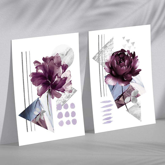 Moderne Kunstdrucke Blumen Set mit Rahmen - 2er-Set Kunstbilder kaufen 2