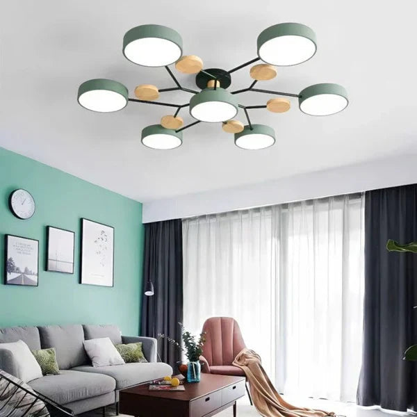Moderne LED Deckenleuchte Schwarz im Skandinavischen Stil mit Verstellbaren Armen für Wohnzimmer 1