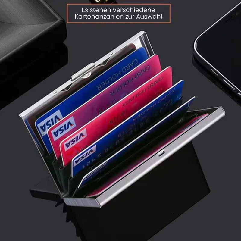 Moderne RFID-Kartenetui für Männer und Frauen mit Bajonettverschluss und Platz für 6 Karten 5