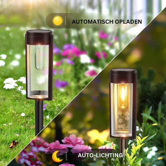 Moderne Solar-Gartenleuchten für Stilvolle Außenbereiche, Gartenbeleuchtung Solar, Wasserdicht, Helle Beleuchtung bis zu 12 Stunden 2