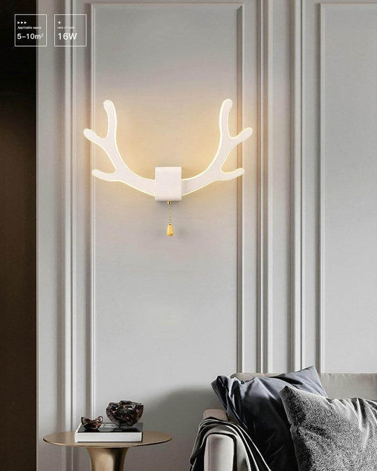 Moderne Wandleuchte Mit Bewegungssensor Im Hirschhorn-Design Für Innenräume 1
