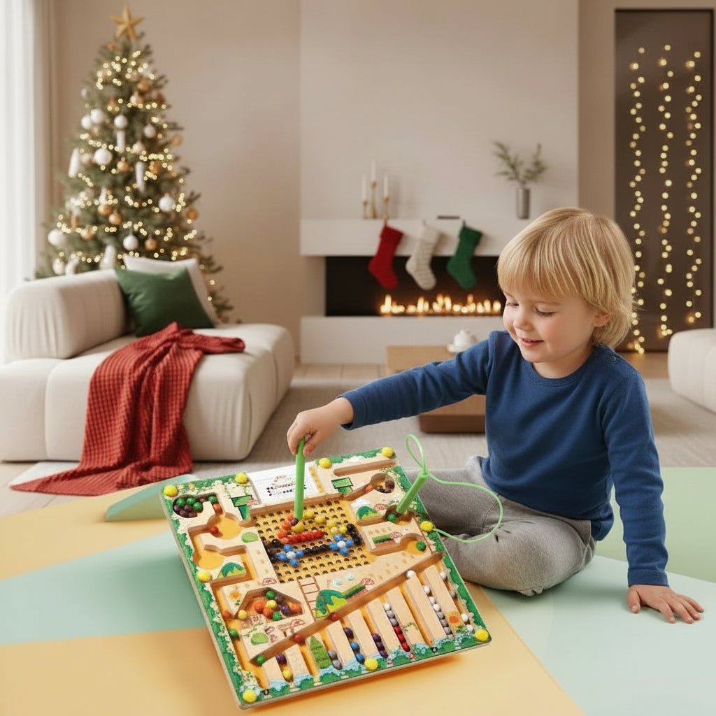 Montessori Magnetlabyrinth für Kinder – Lernspiel mit Zahlen und Farben 0