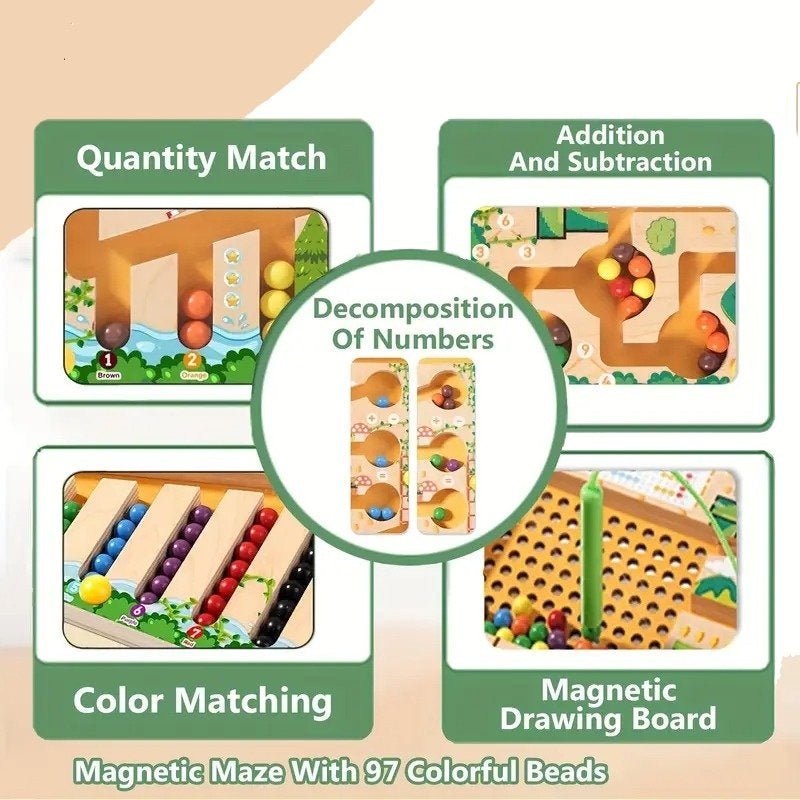 Montessori Magnetlabyrinth für Kinder – Lernspiel mit Zahlen und Farben 2
