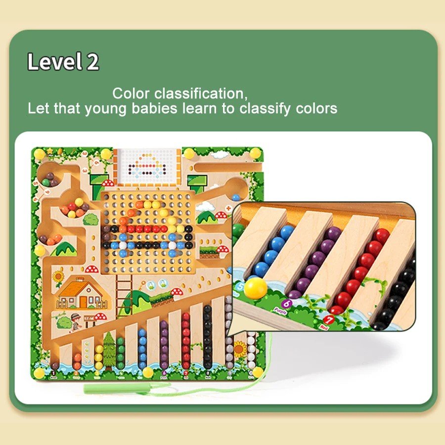 Montessori Magnetlabyrinth für Kinder – Lernspiel mit Zahlen und Farben 4