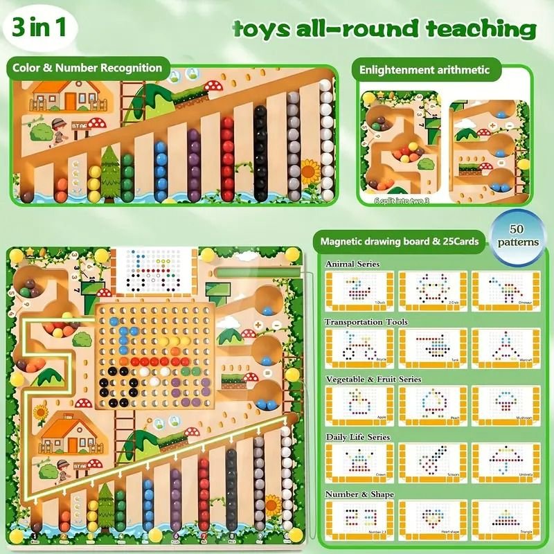 Montessori Magnetlabyrinth für Kinder – Lernspiel mit Zahlen und Farben 7