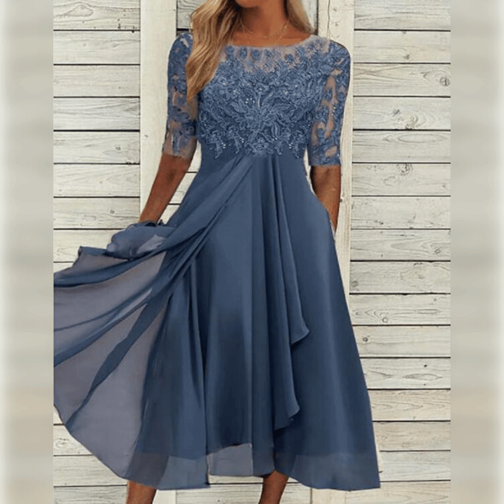 Variant image for Damen Midi Kleid Elegantes Design Leichtes Material für Hochzeitsgast und Sommerveranstaltungen-2